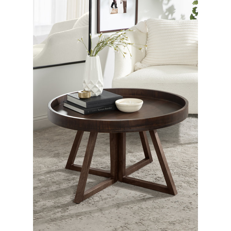 Gracie Oaks Dawndee Round Wood Coffee Table 30" Diameter Walnut Brown